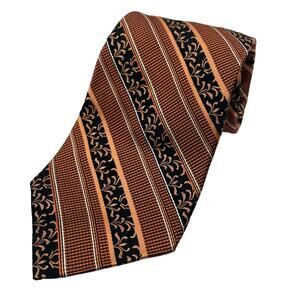 Privado Bronze Stripped Silk Neck Tie Handmade 60"L x 3.75"W